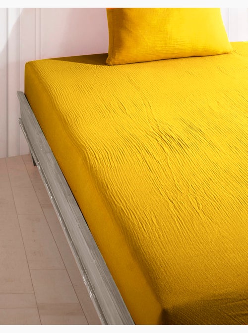 Drap housse gaze de coton ambre - Kiabi Drap housse gaze de coton ambre - Kiabi