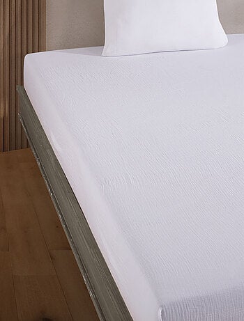 Drap housse gaze de coton blanc