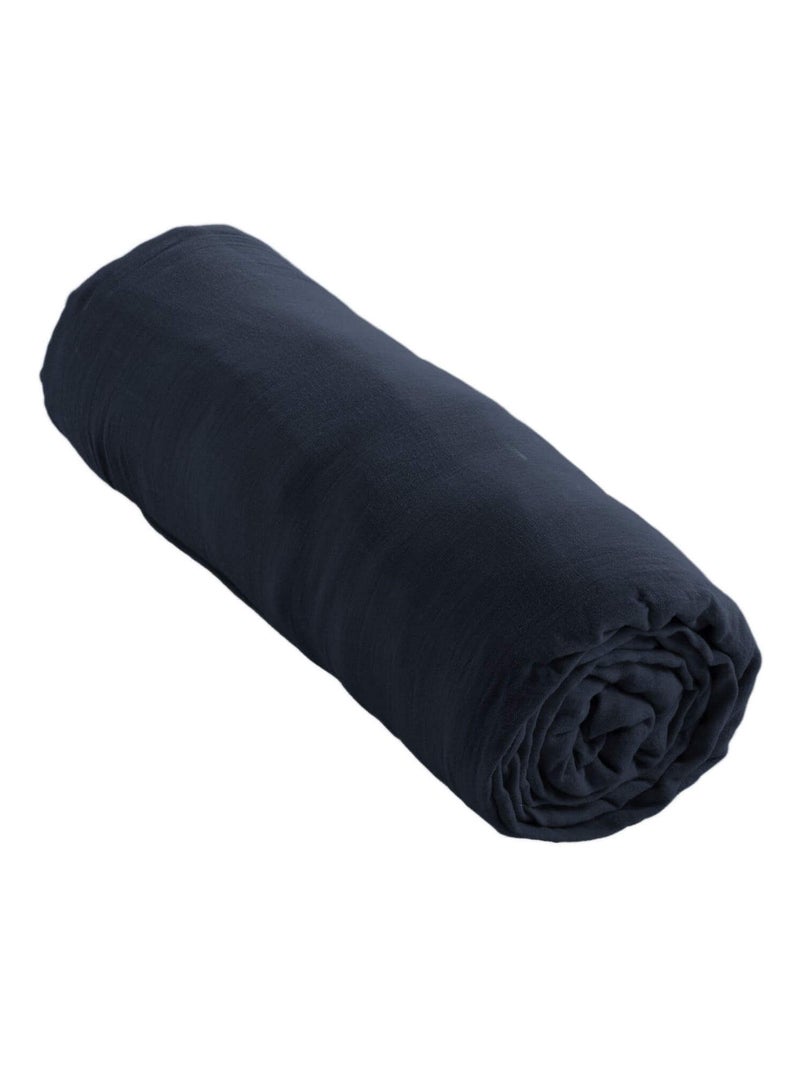 Drap housse gaze de coton Bleu marine - Kiabi