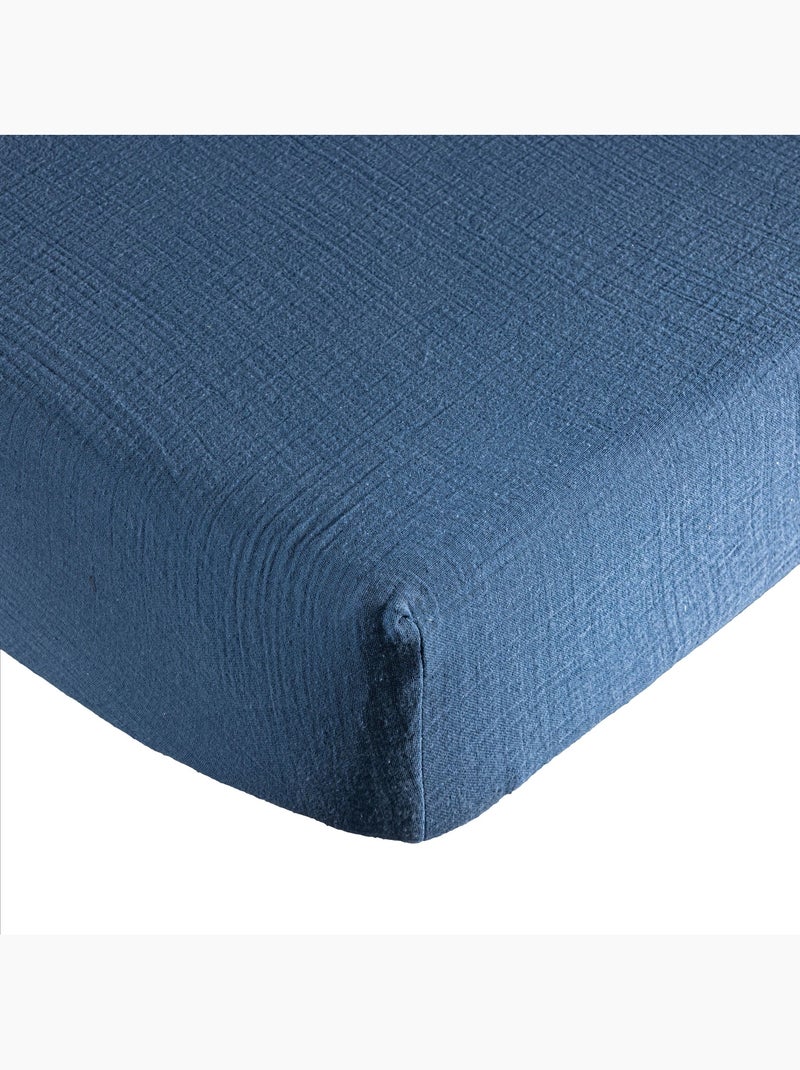 Drap housse gaze de coton Bleu - Kiabi