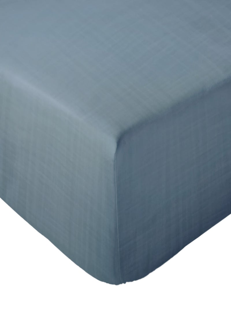 Drap housse gaze de coton CASSIS Bleu outremer - Kiabi