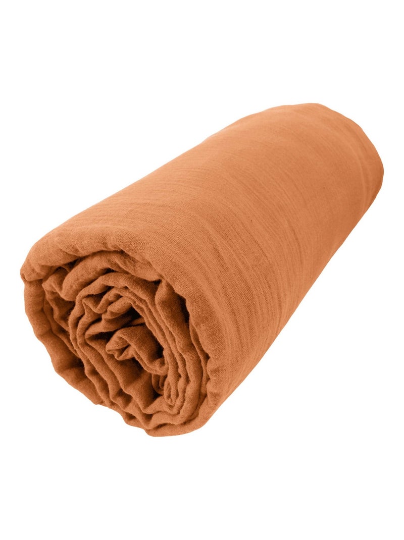 Drap Housse Gaze de Coton Gaia Beige sable - Kiabi