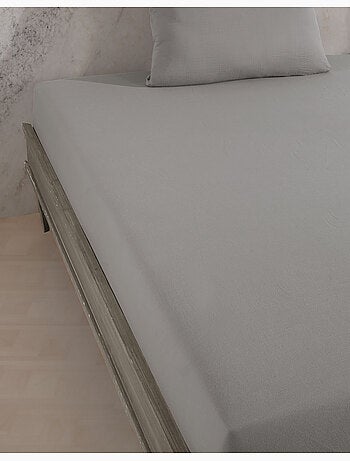 Drap housse gaze de coton gris