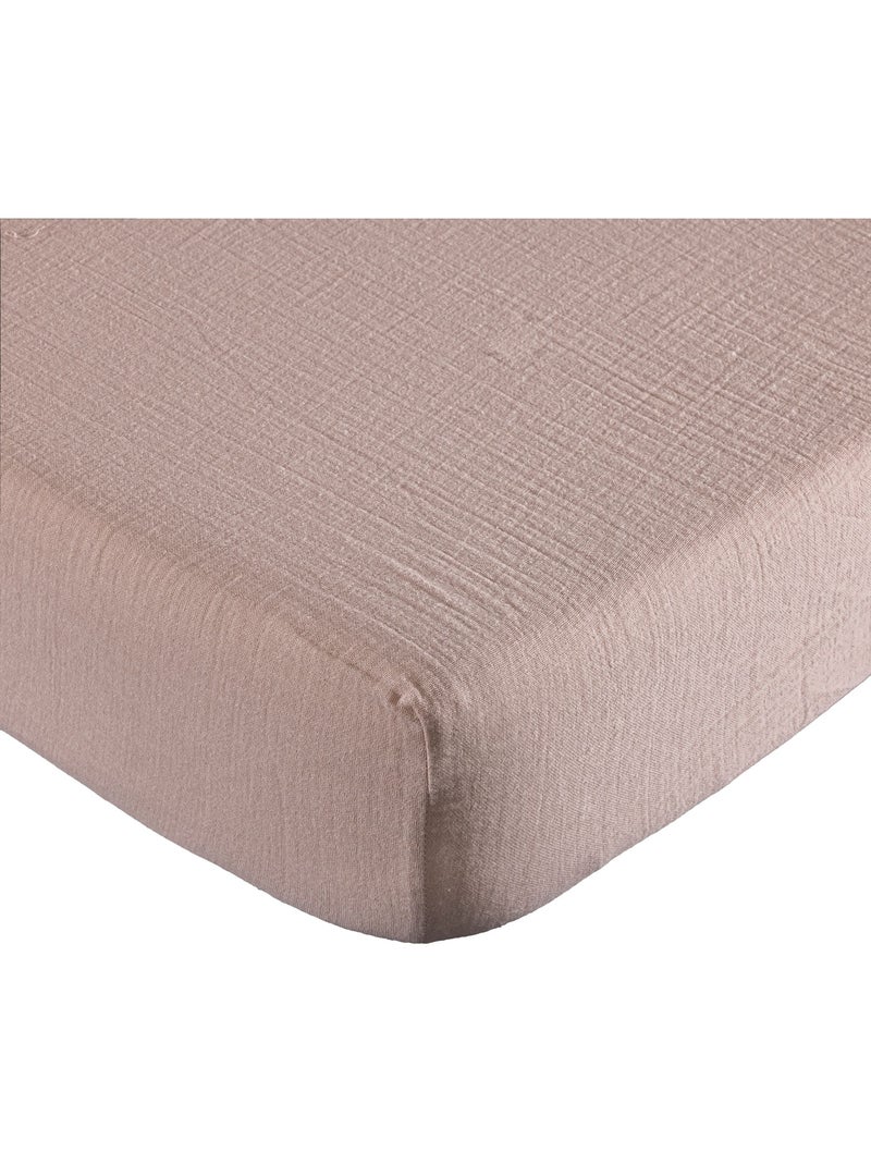 Drap housse gaze de coton june Rose - Kiabi