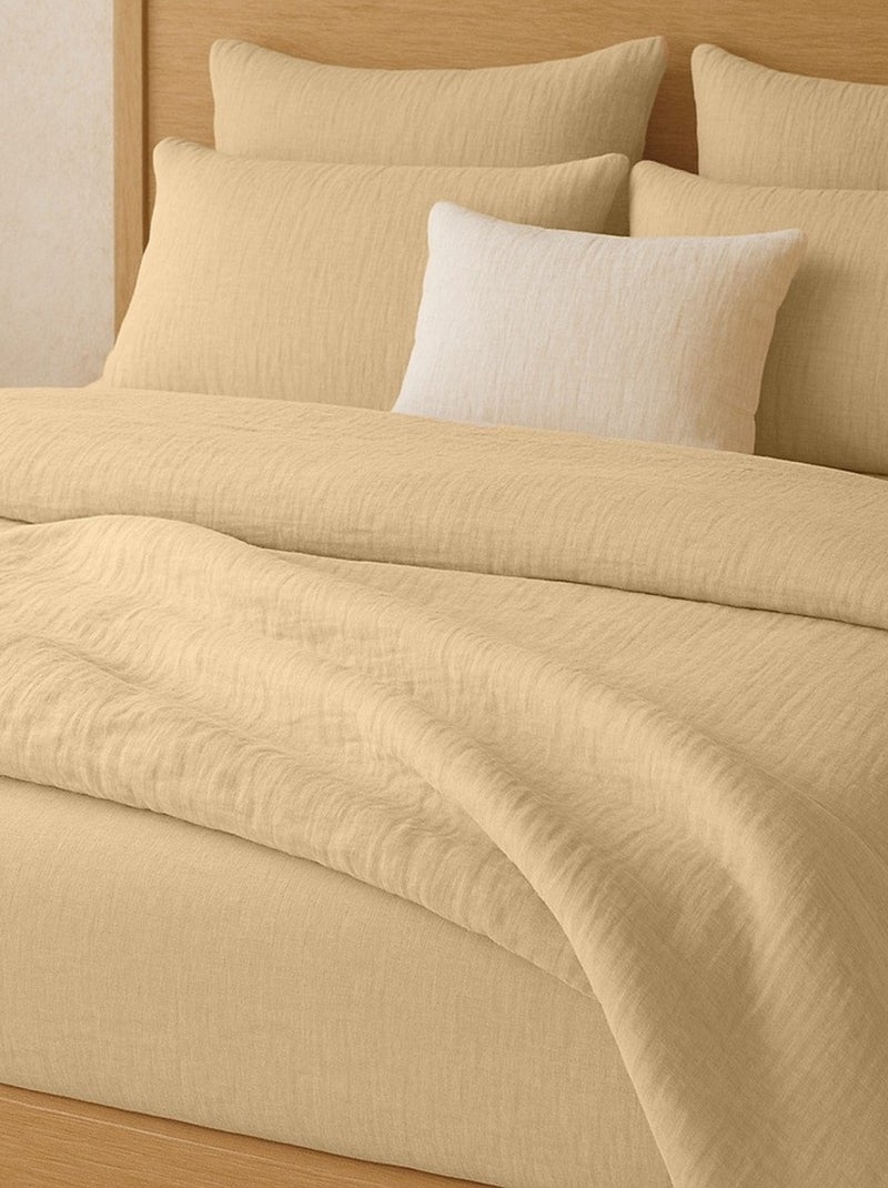 Drap-housse Gaze de coton lavé Douce Beige - Kiabi