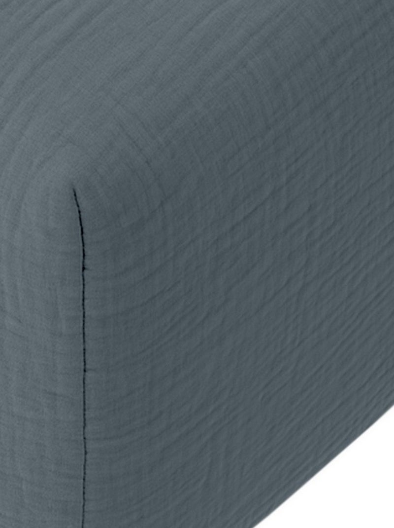 Drap housse Gaze de Coton Lavé grand bonnet Bleu pétrole - Kiabi