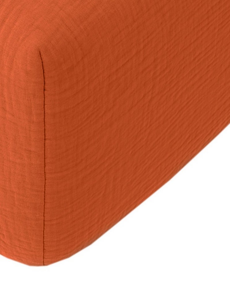Drap housse Gaze de Coton Lavé grand bonnet Rouge - Kiabi