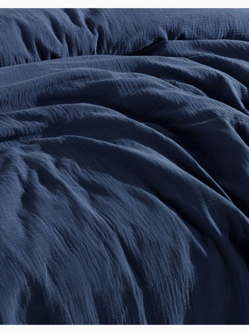 Drap housse gaze de coton marine - Kiabi