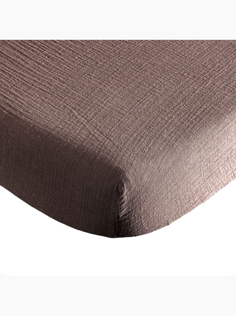 Drap housse gaze de coton Marron - Kiabi