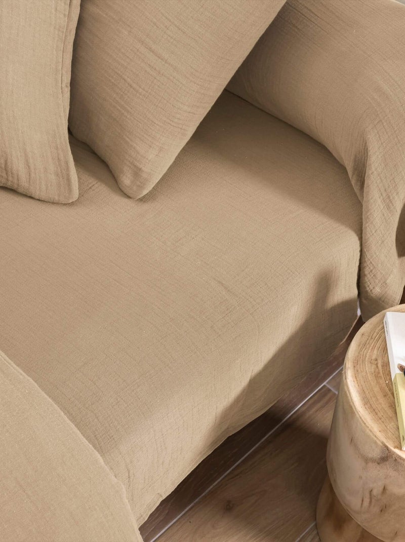 Drap housse gaze de coton NOA Beige - Kiabi