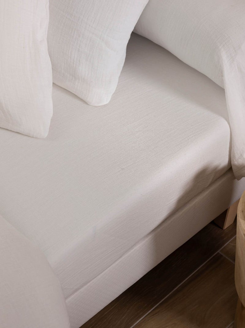 Drap housse gaze de coton NOA Blanc - Kiabi