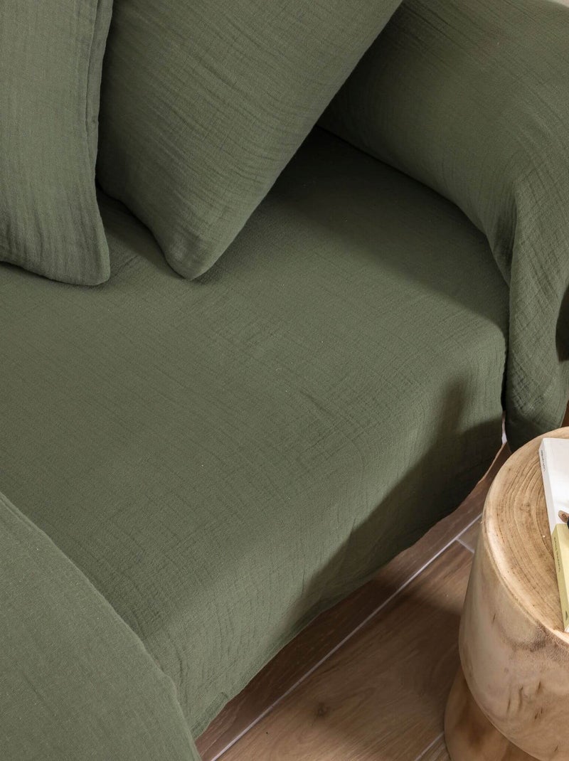 Drap housse gaze de coton NOA Kaki - Kiabi