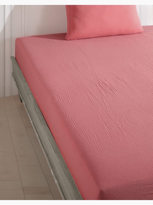 Drap housse gaze de coton pêche - Kiabi Drap housse gaze de coton pêche - Kiabi