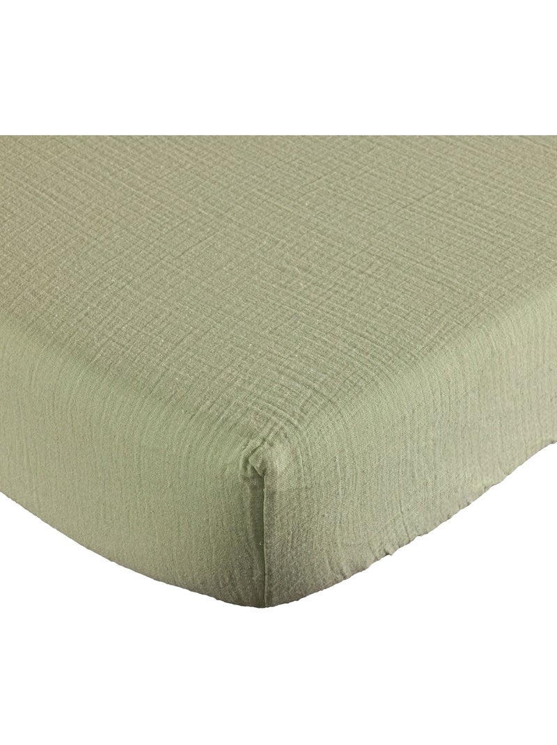 Drap housse gaze de coton Vert - Kiabi
