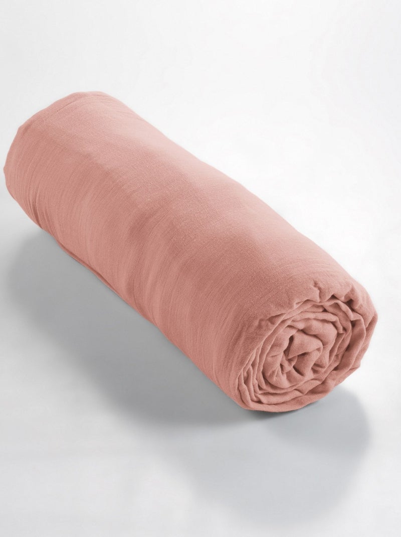 Drap housse gaze de coton Vieux rose - Kiabi