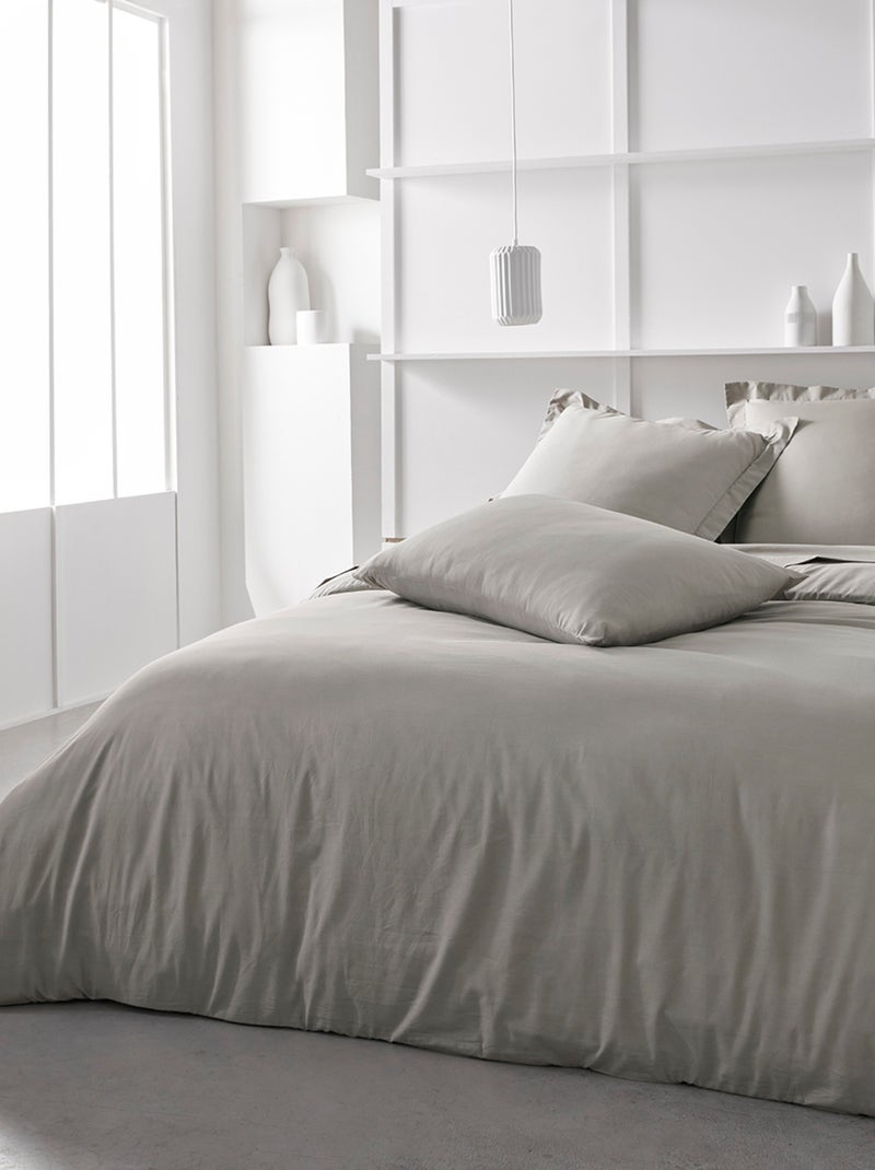 Drap housse grand bonnet 2 personnes uni coton PRESTIGE Beige - Kiabi