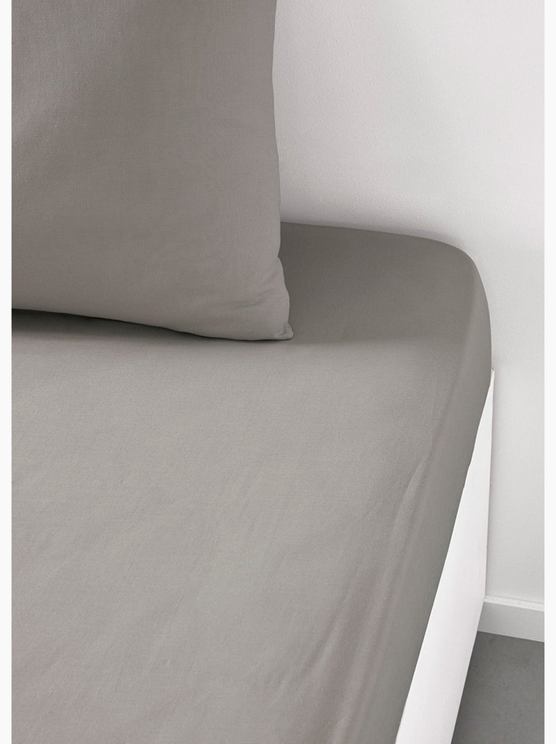 Drap housse grand bonnet 2 personnes uni coton PRESTIGE Beige - Kiabi