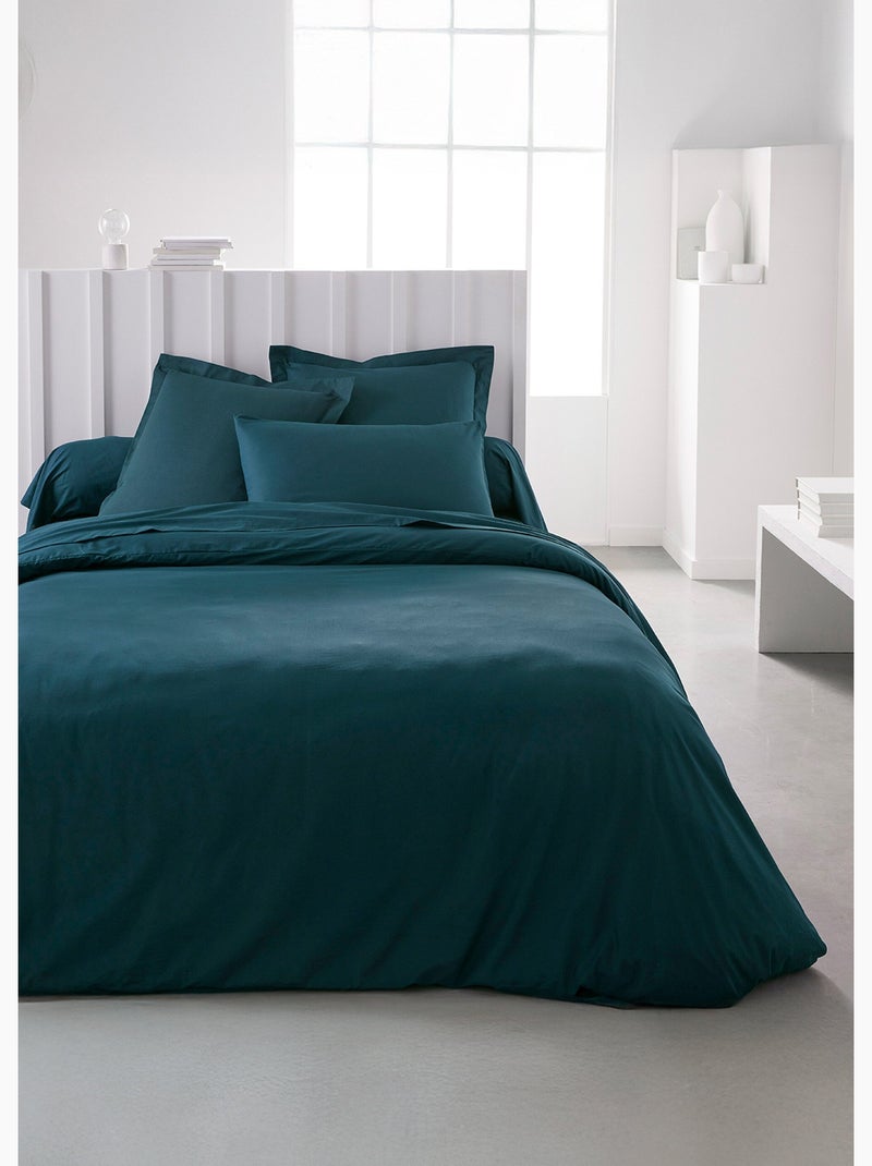 Drap housse grand bonnet 2 personnes uni coton PRESTIGE Bleu - Kiabi