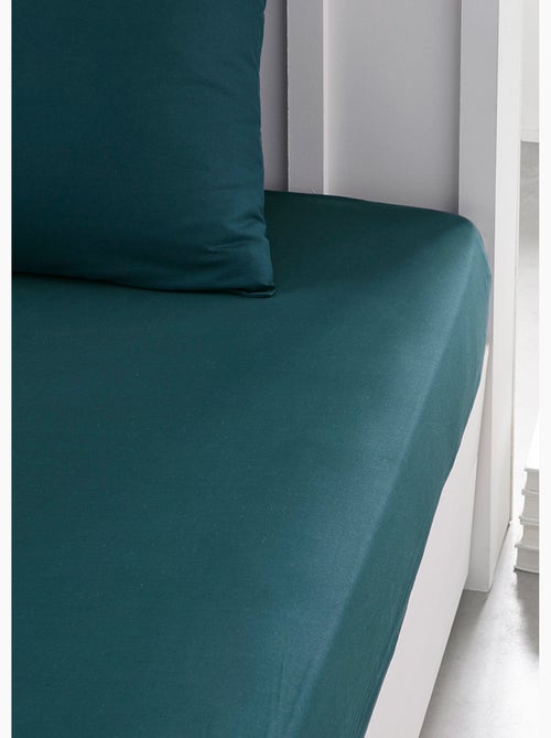 Drap housse grand bonnet 2 personnes uni coton PRESTIGE - Kiabi