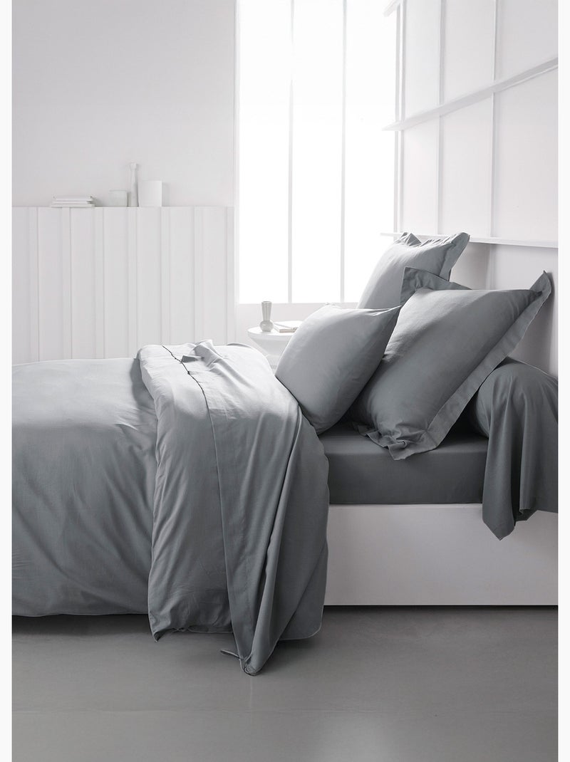Drap housse grand bonnet 2 personnes uni coton PRESTIGE Gris - Kiabi