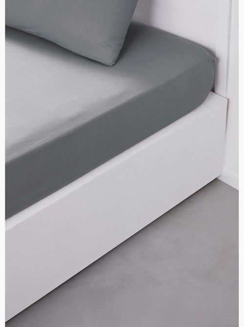Drap housse grand bonnet 2 personnes uni coton PRESTIGE - Kiabi