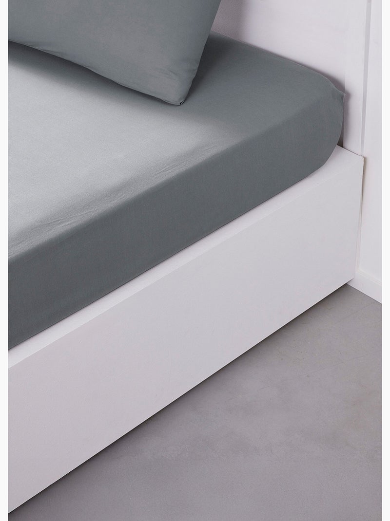 Drap housse grand bonnet 2 personnes uni coton PRESTIGE Gris - Kiabi