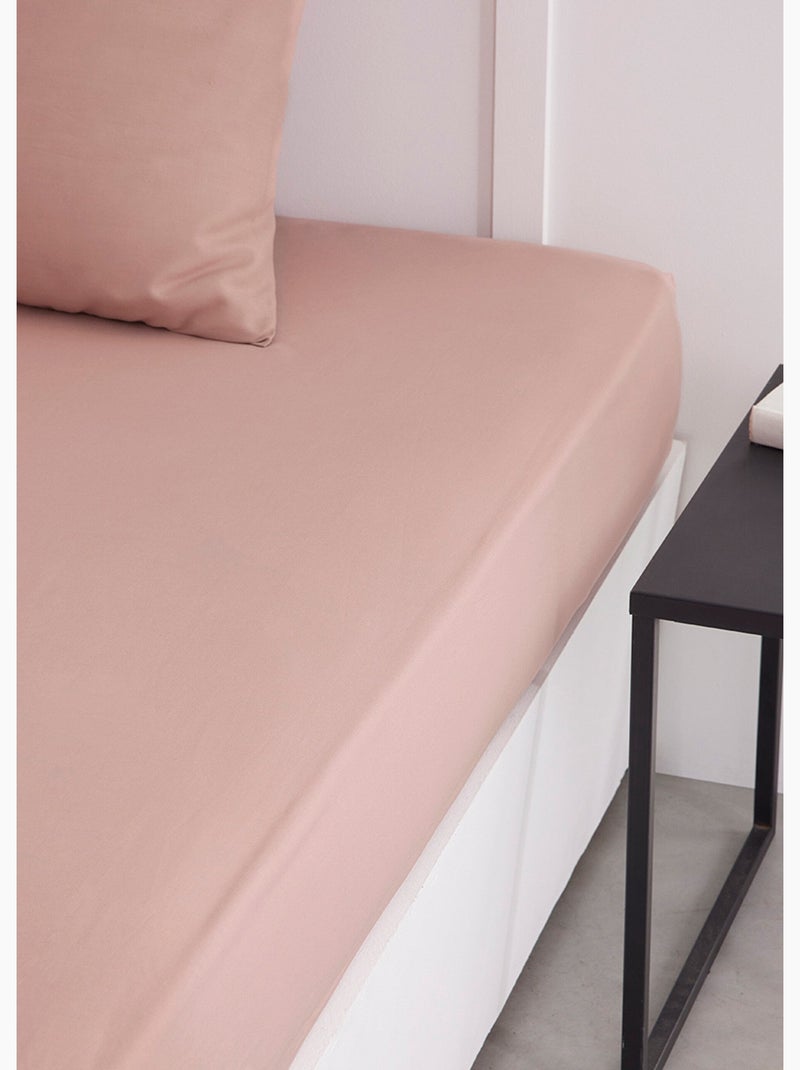 Drap housse grand bonnet 2 personnes uni coton PRESTIGE Rose - Kiabi