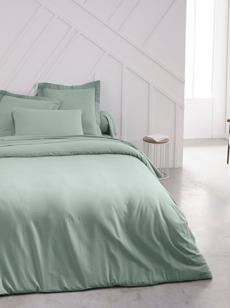 Drap housse grand bonnet 2 personnes uni coton PRESTIGE Vert - Kiabi