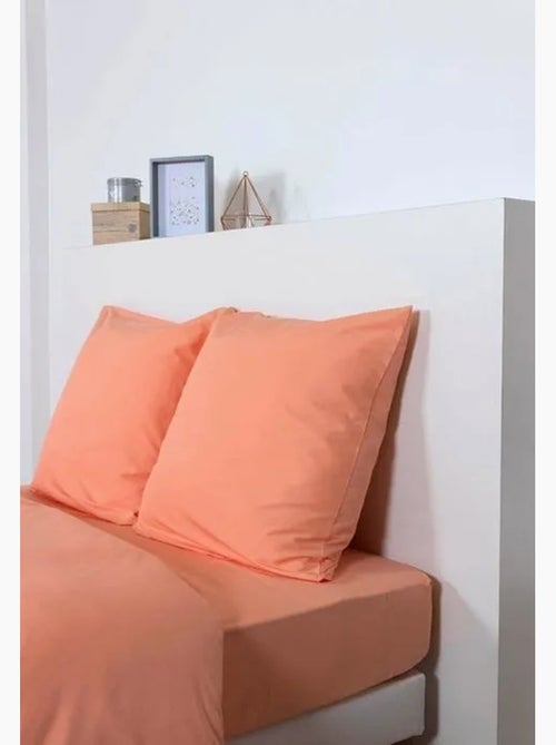 Drap housse grand bonnet uni microfibre 160x200 cm corail - Kiabi