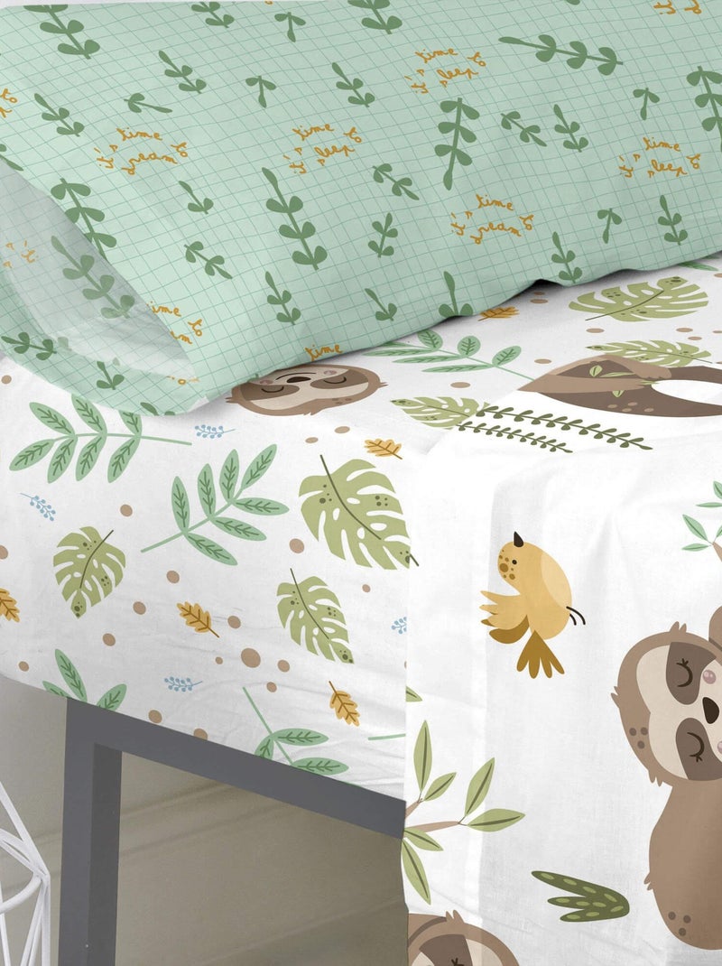 Drap-housse Happy sloth "Happyfriday" Blanc - Kiabi