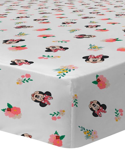 Drap-housse imprimé 100% coton, DISNEY HOME MINNIE FLOWER - Kiabi