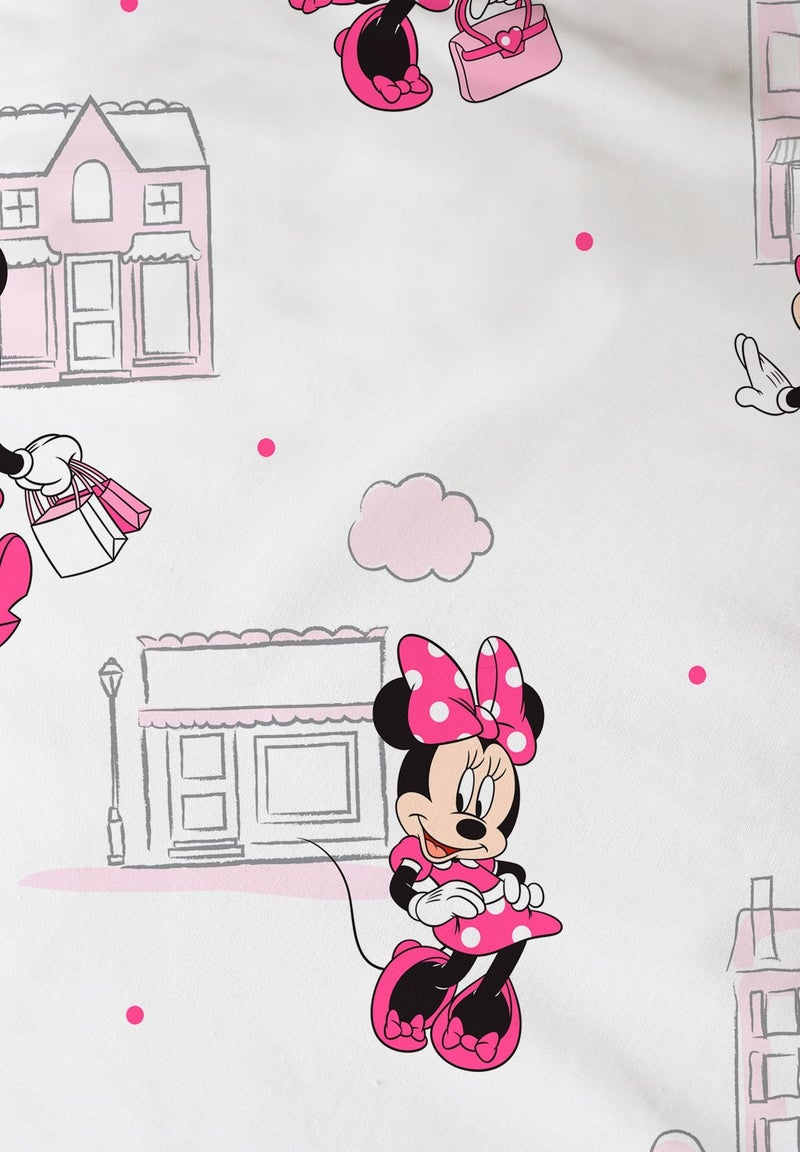 Drap-housse imprimé 100% coton, DISNEY HOME MINNIE SHOPPING Blanc - Kiabi