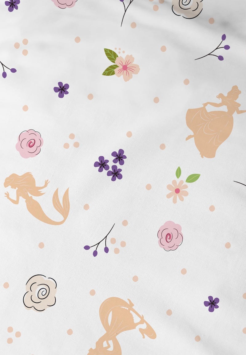 Drap housse imprimé 100% coton, DISNEY HOME PRINCESSE BAL Blanc - Kiabi