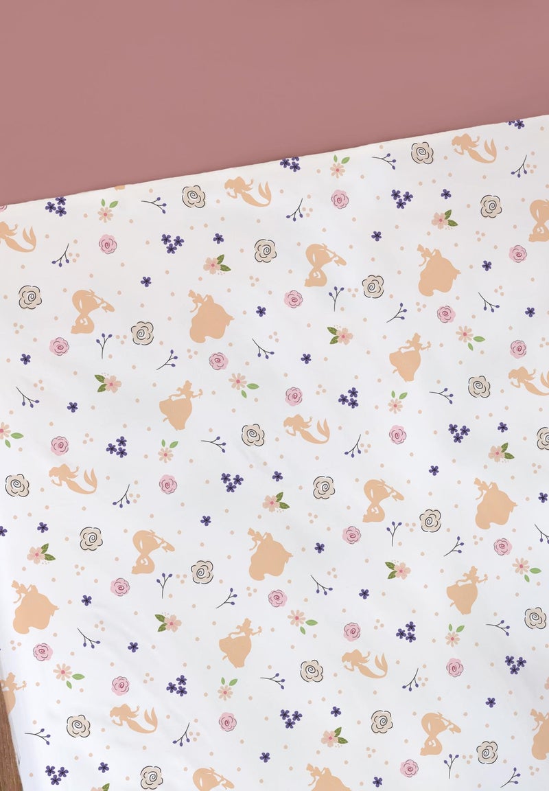 Drap housse imprimé 100% coton, DISNEY HOME PRINCESSE BAL Blanc - Kiabi