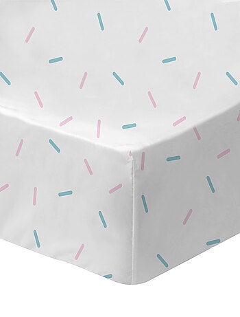Drap-housse imprimé 100% coton, DISNEY HOME STITCH STRIPE