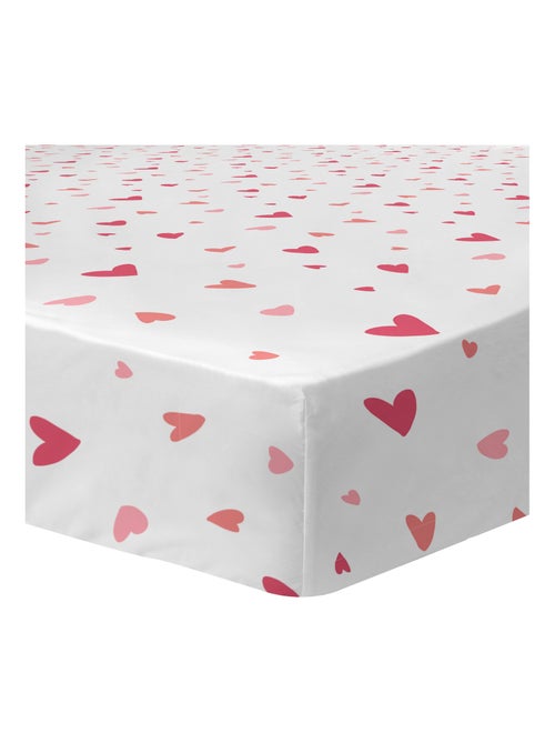 Drap-housse imprimé 100% coton, HEART - Kiabi