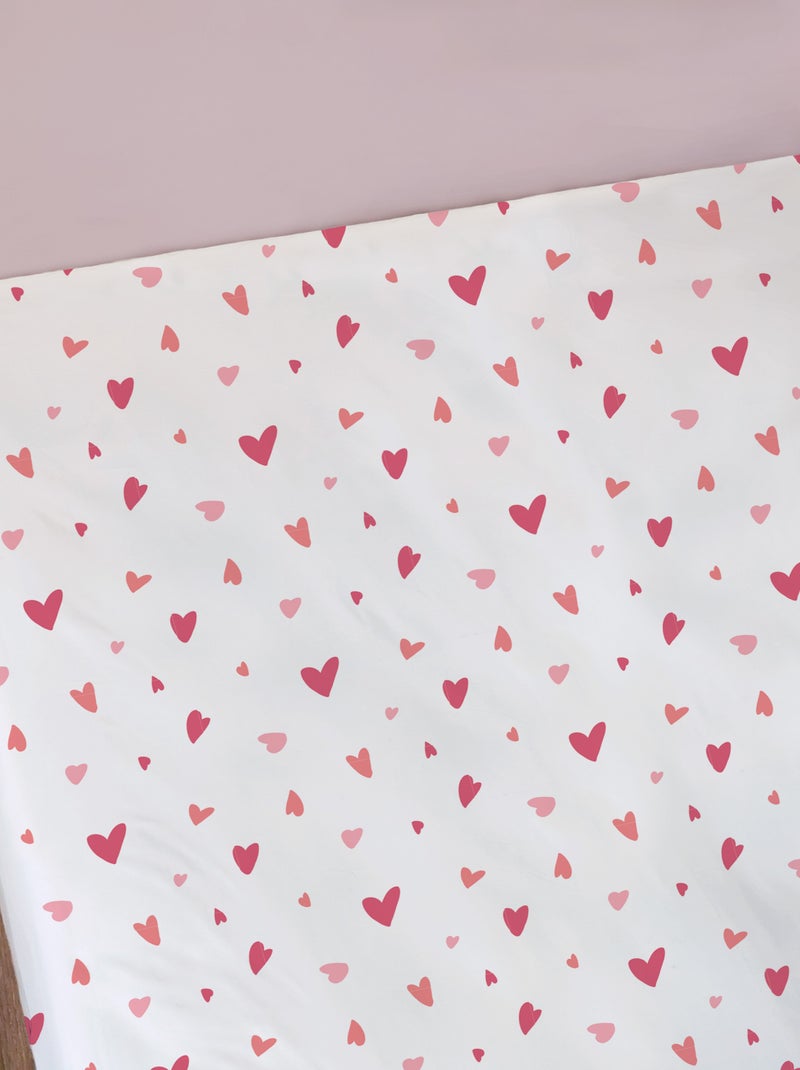 Drap-housse imprimé 100% coton, HEART Multicolore - Kiabi