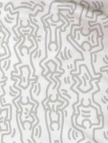 Drap-housse imprimé 100% coton, KEITH HARING RED LOVE