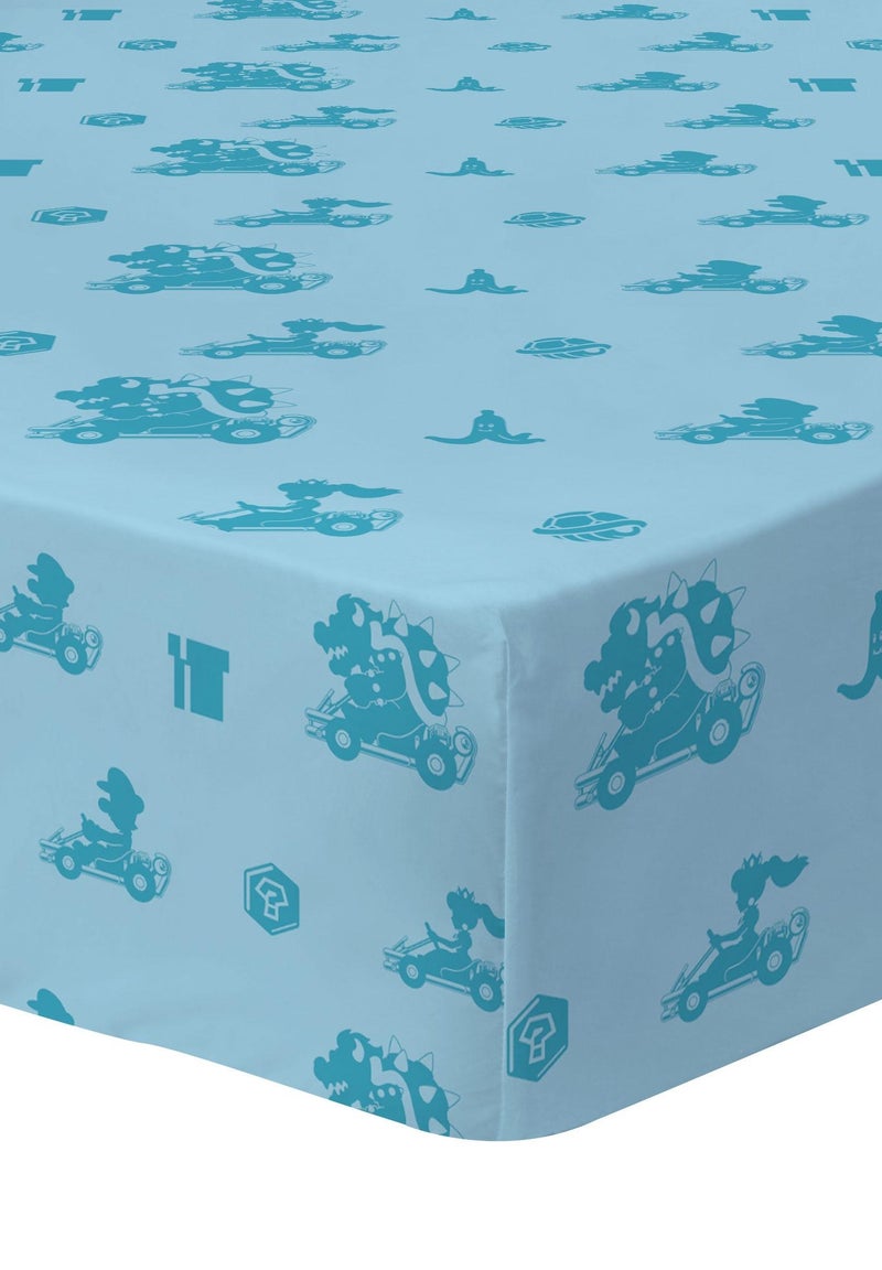 Drap-housse imprimé 100% coton, MARIO UP SIDE DOWN Bleu - Kiabi