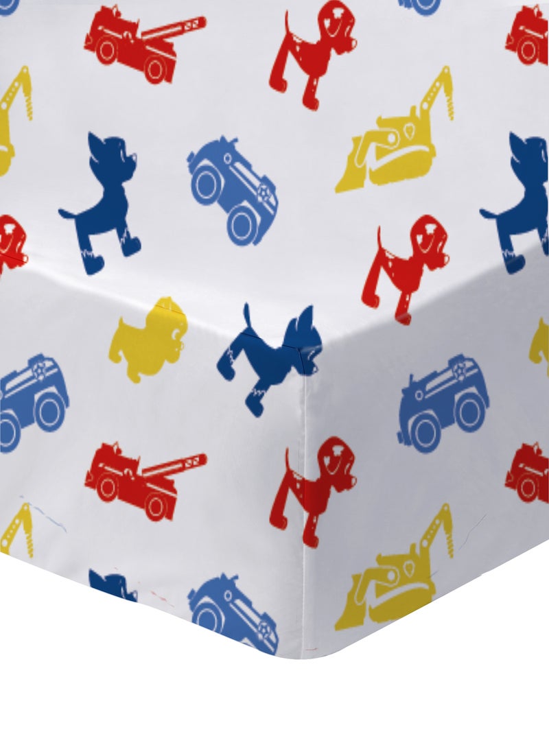 Drap housse imprimé 100% coton, PAT PATROUILLE PATBOY Blanc - Kiabi