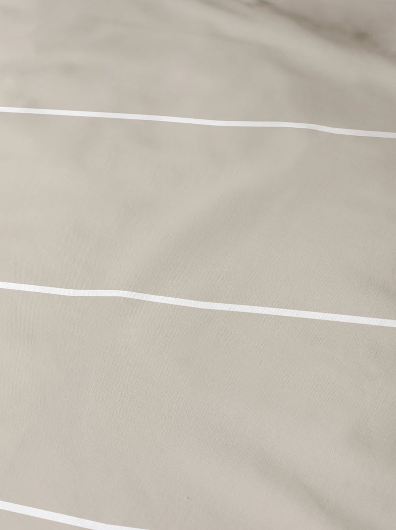 Drap-housse imprimé 100% coton, STRIPES Grège - Kiabi