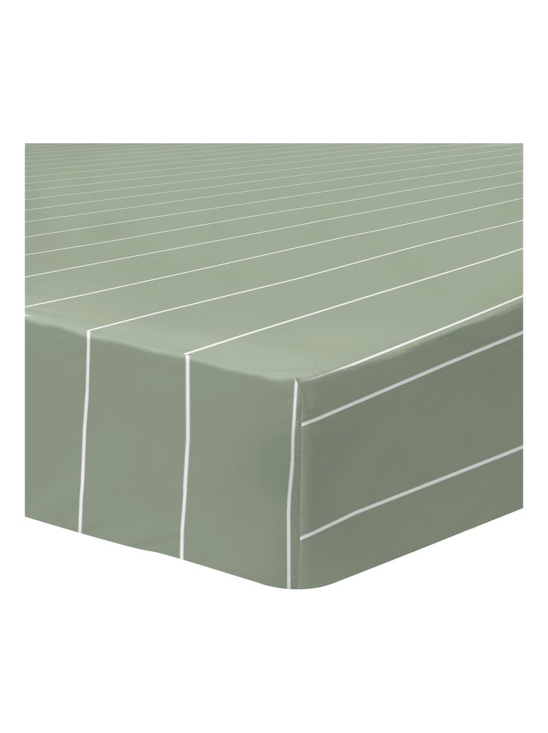 Drap housse imprimé 100% coton, STRIPES Vert - Kiabi