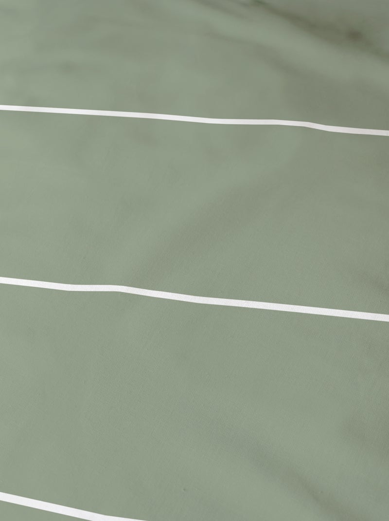 Drap housse imprimé 100% coton, STRIPES Vert kaki clair - Kiabi