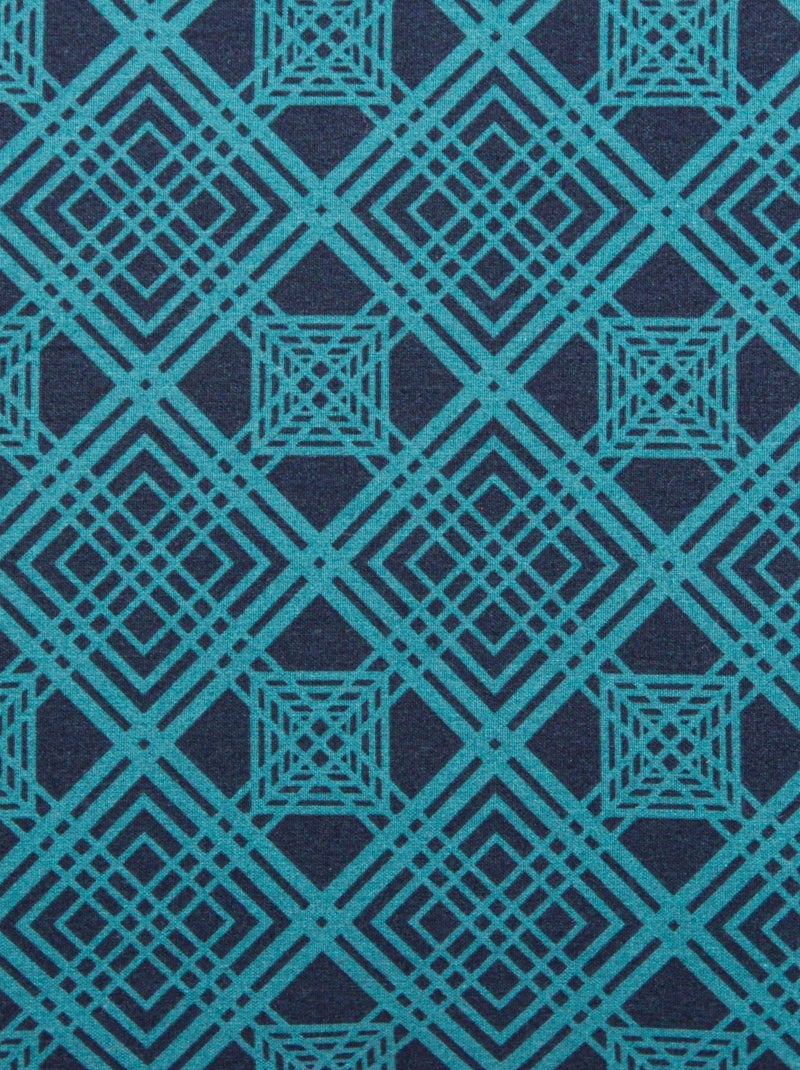 Drap housse imprimé 100% coton TALISMAN Bonnet de 23 cm Bleu pétrole - Kiabi