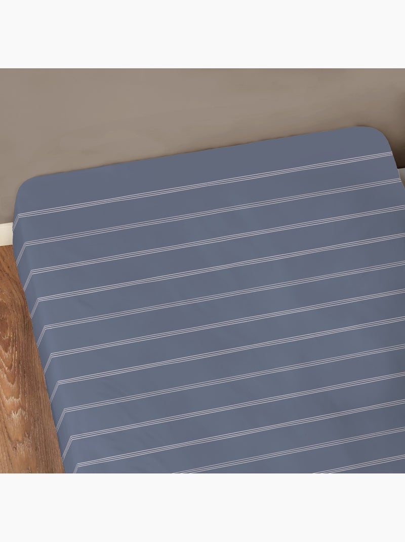 Drap-housse imprimé 100% coton, urban stripes Bleu clair - Kiabi