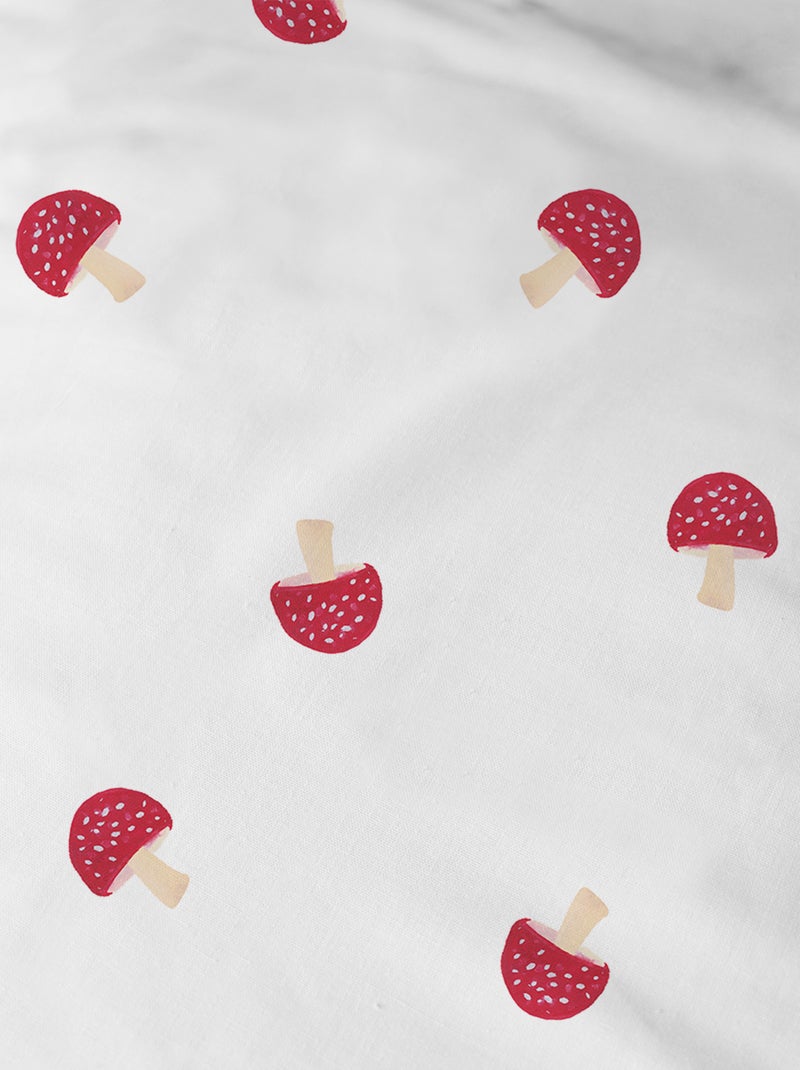 Drap-housse imprimé 100% coton, WEE BLUE BELL FAUNE ET FLORE JARDIN SECRET Blanc - Kiabi