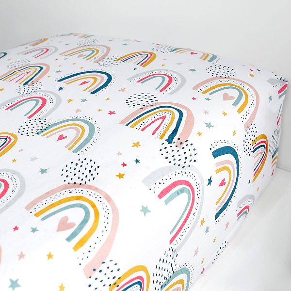 Drap Housse Imprime Bebe Fille Arc En Ciel Kiabi 10 00