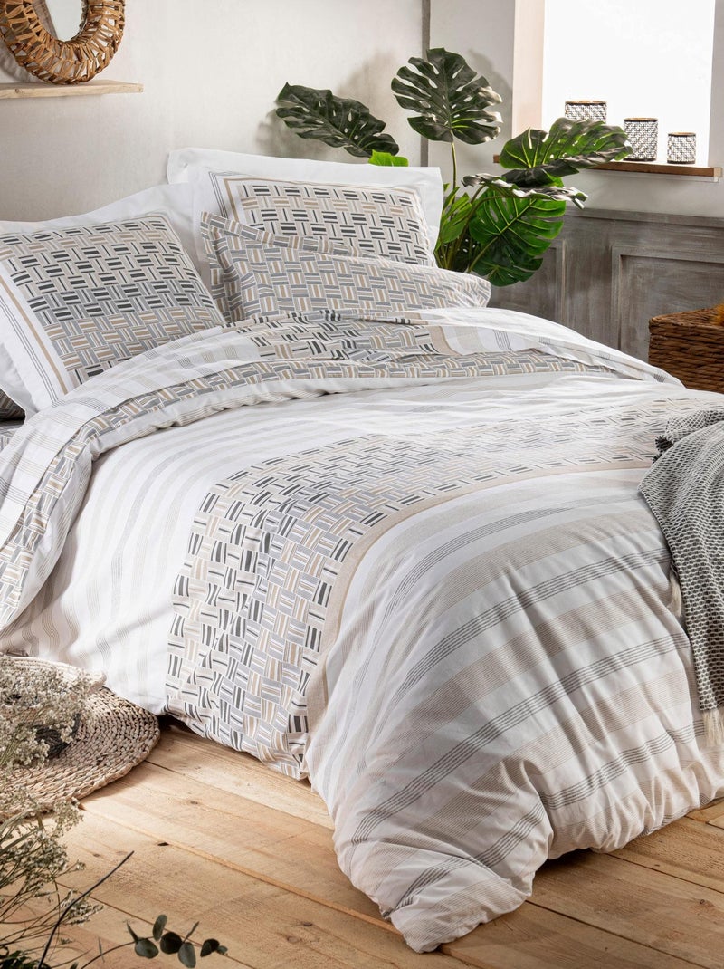 Drap housse imprimé coton DIEGO Bonnet de 30 cm Gris - Kiabi