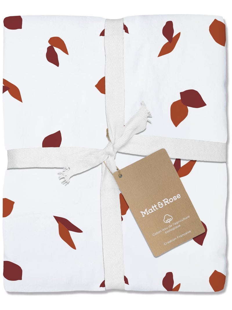 Drap-housse imprimé en percale de coton BIO, NARCISSE Blanc - Kiabi