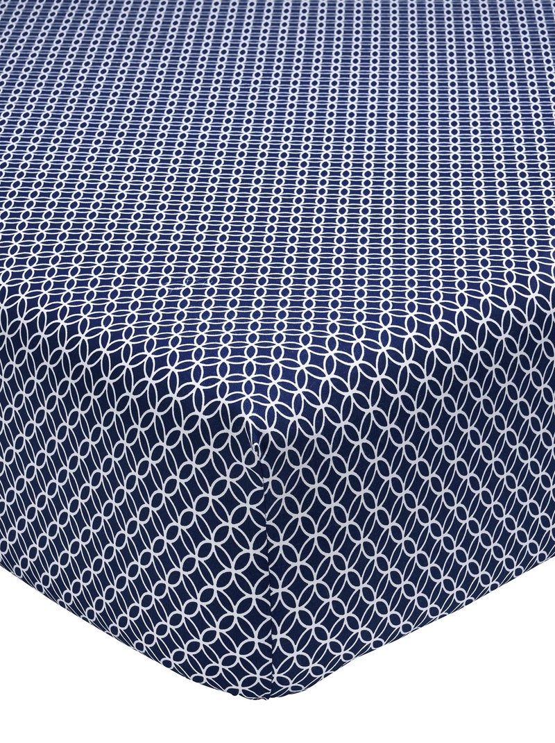 Drap housse imprimé en viscose de bambou, CLAUDIA Bleu - Kiabi